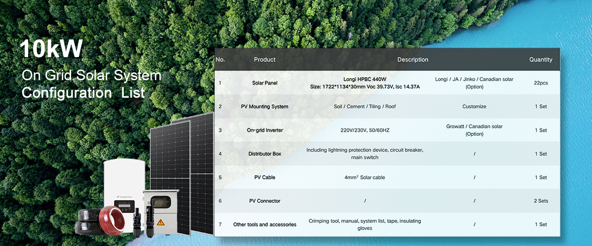 10kw on grid solar system configuration list